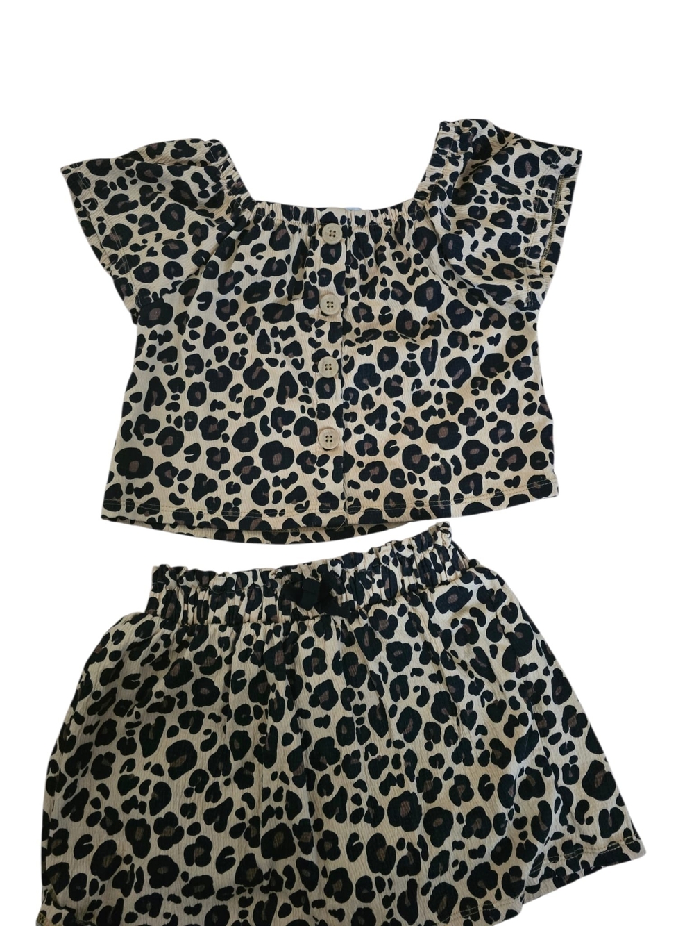 Rachel Zoe Girls Leopard Print Skirt Set - Black and Cream - Picture 2 of 5